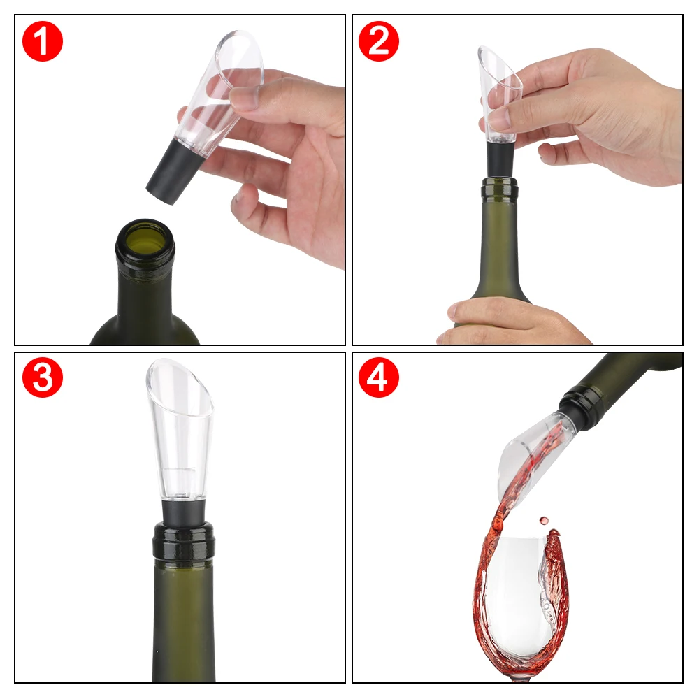 Wine Opener for Red Wine Foil Cutter 4 Pcs/Set Pin Type Cork Out Tool Wine Pourer Air Pressure Vacuum Wine Stopper