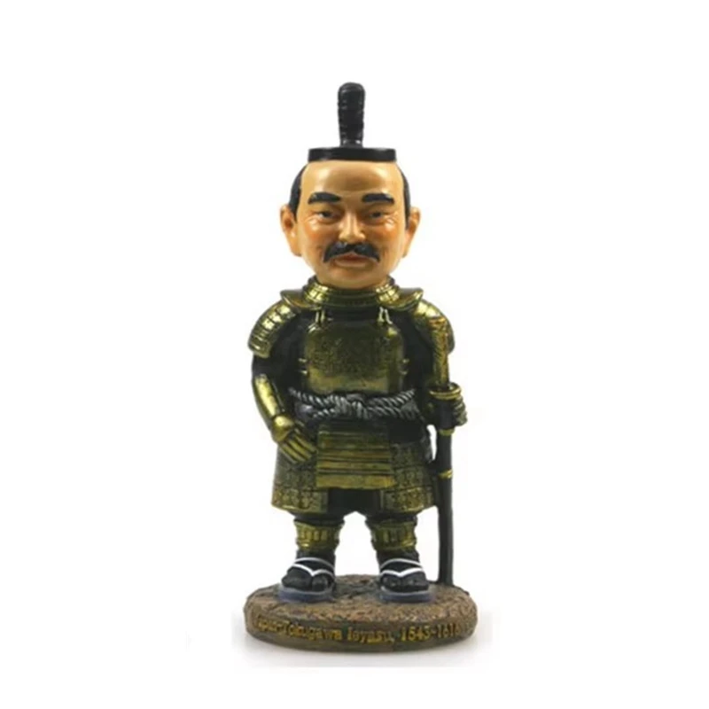 Estatua japonesa Tokugawa Ieyasu, artesanías de resina pintadas a mano, estatua de celebridad mundial, recuerdo de turismo, colección de regalos, decoración del hogar