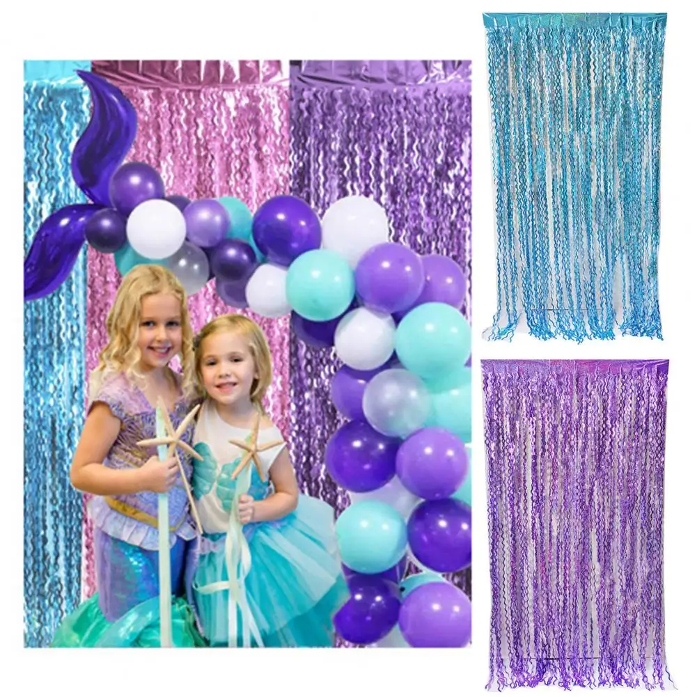 10 Pcs Fringe Curtain Metallic Tinsel Wall Foil Streamers Reusable Glimmering Wavy Tinsel Backdrop for Parties Birthdays Props