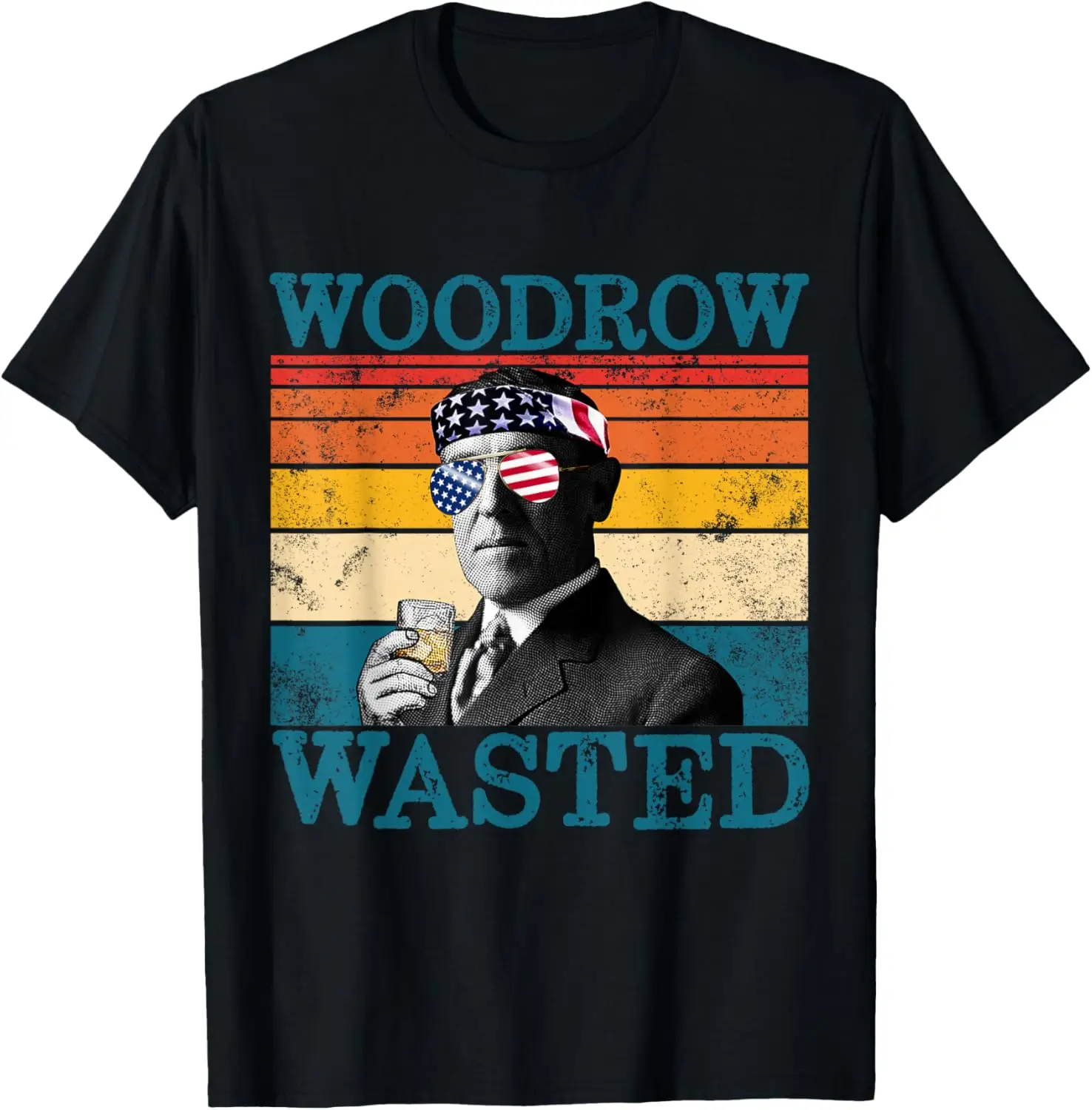 Woodrow Wasted Patriotic Retro Drinking President Wilson T-Shirt