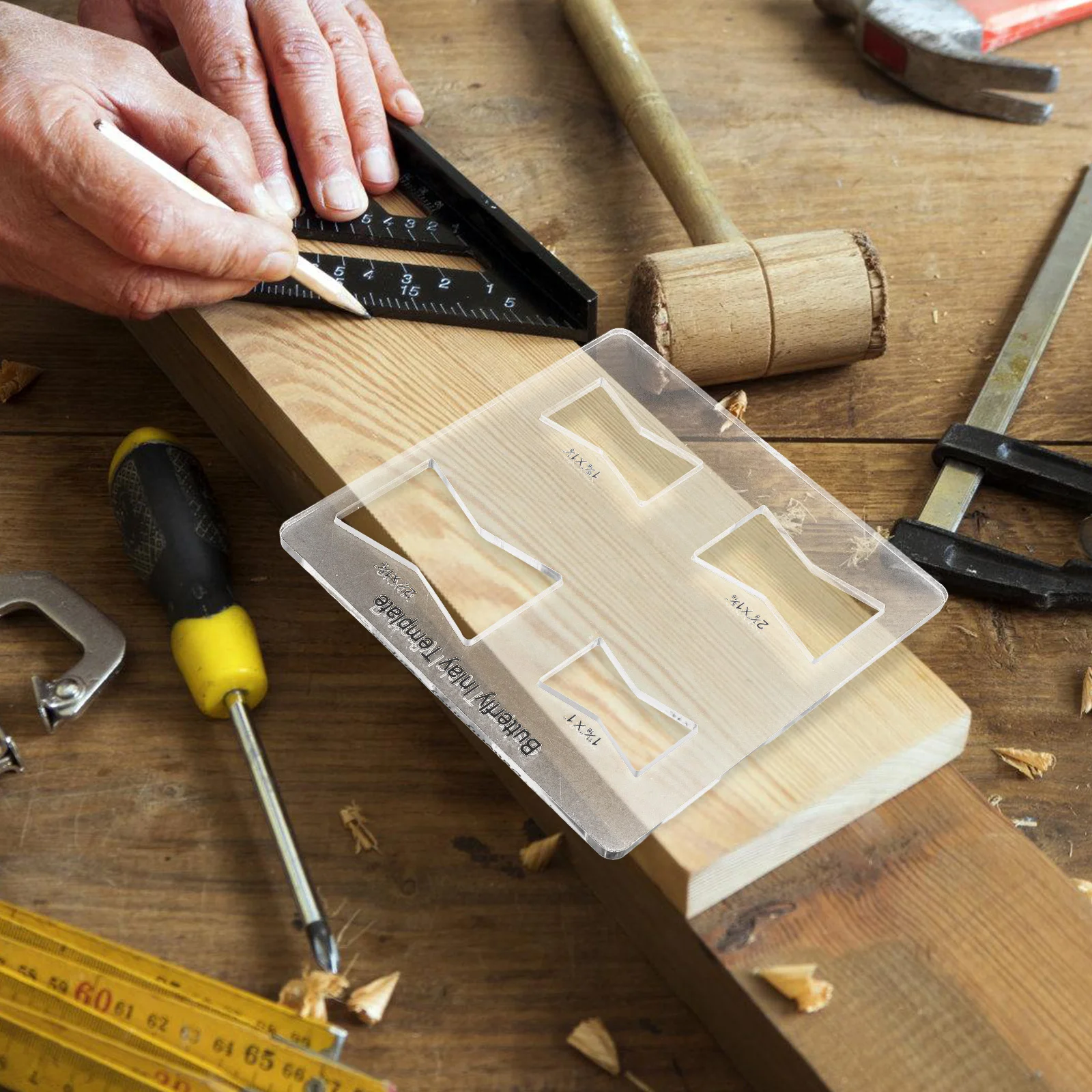 

Woodworking Tool Butterfly Inlay Template Acrylic Router Jig For Precise Scribing Multifunctional Diy Home Renovation Craft