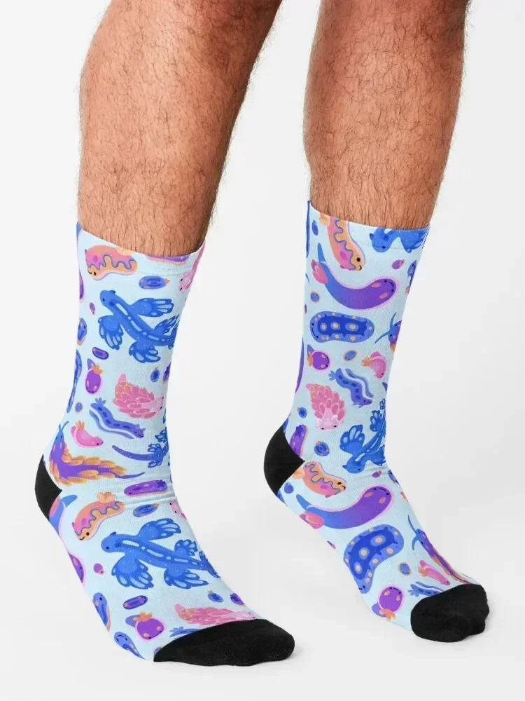 Sea slug - pastel blue Socks man Non-slip Novelties japanese fashion Man Socks Women's