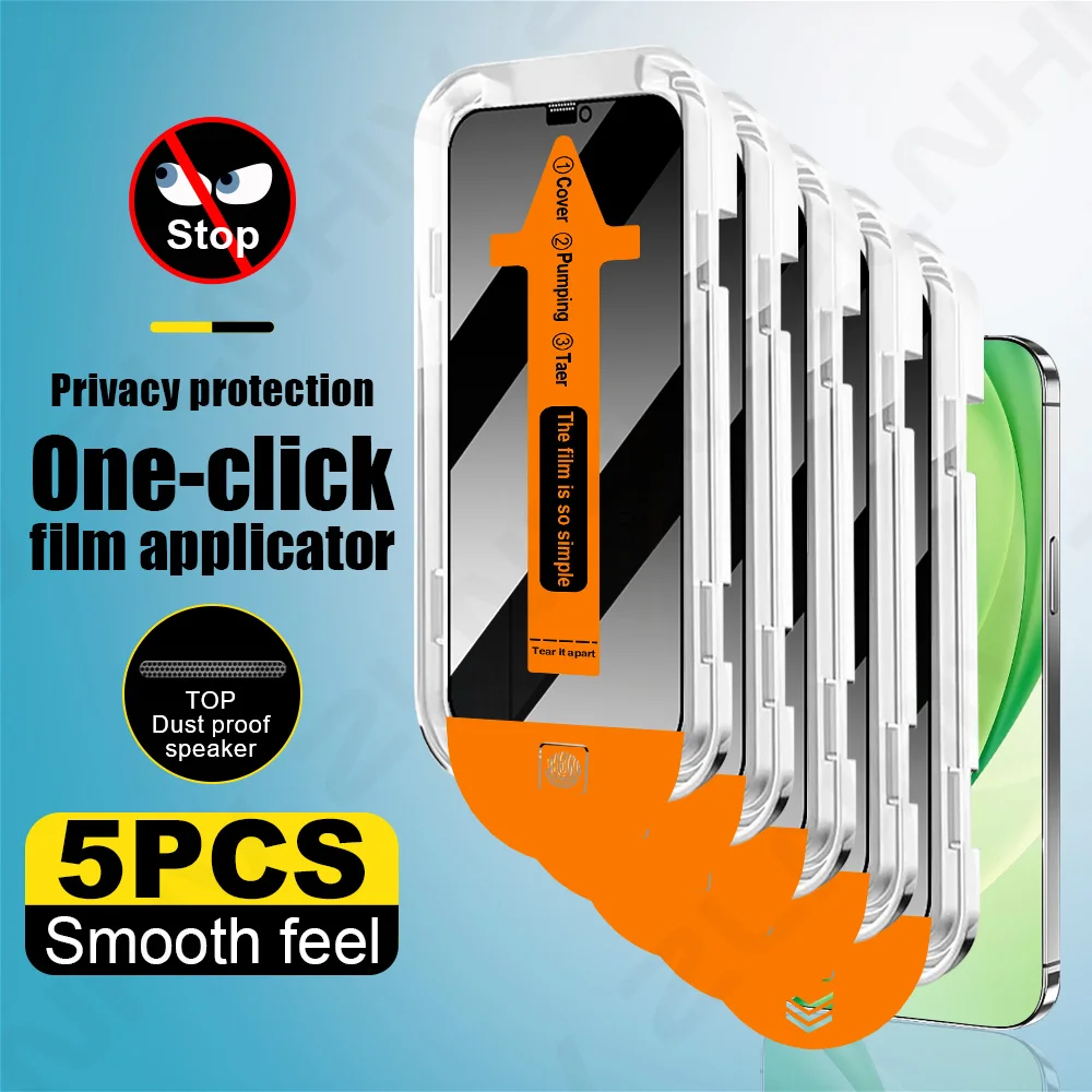 

5Pcs Protective Film For iPhone 17 16 Pro Privacy Phone Screen Protector 15 14 Plus Tempered Glass 13 Pro 12 Glass Smartphone 11