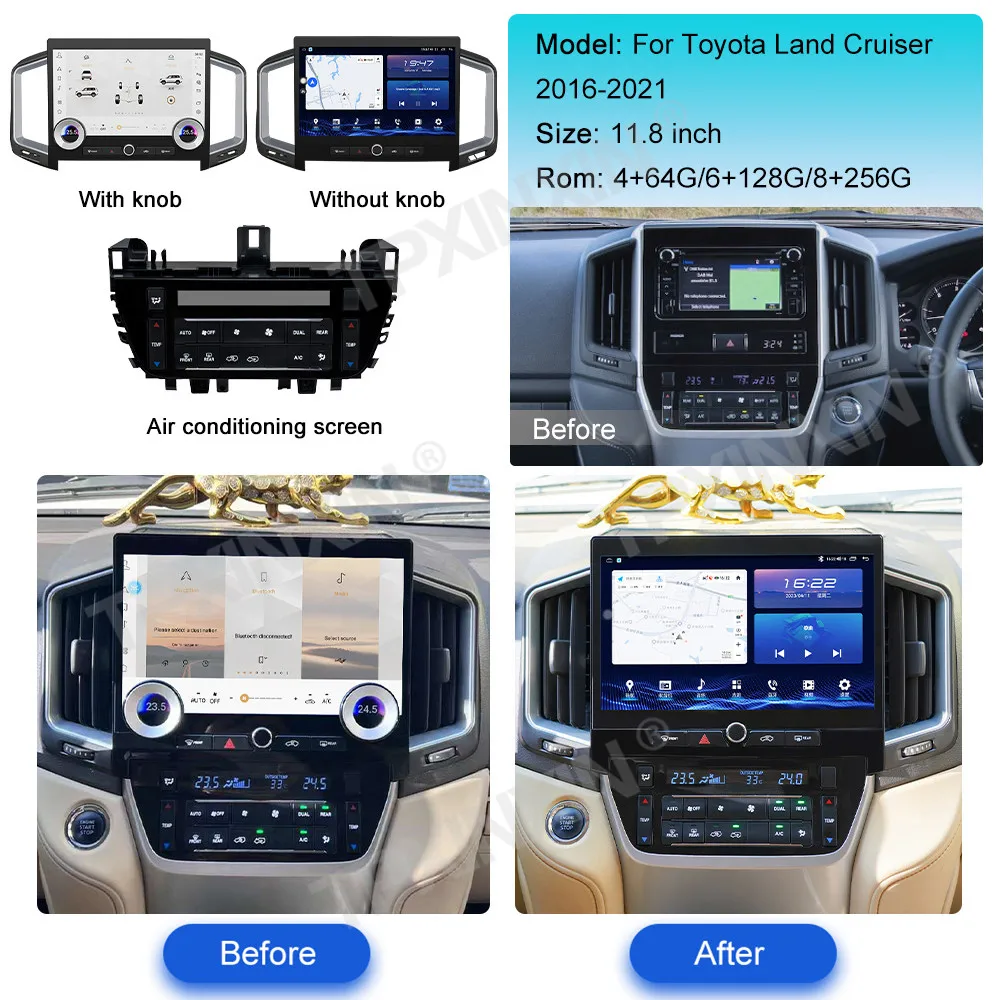 Android 13 Screen For Toyota Land Cruiser 2016~2021 Intelligent Qualcomm Car Radio Carplay GPS Navigation Upgrade IPS Head Unit
