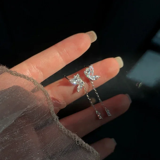 

Висячие серьги VIVILADY с бабочкой из серебра 925 пробы с цирконием, Модные женские ювелирные изделия, минималистичные аксессуары