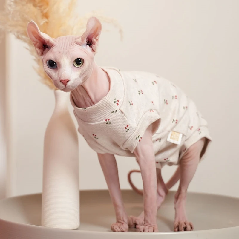 

Крутой тканевый Комбинезон для кошек Sphynx, летняя мягкая рубашка без рукавов с 4 ногами для милой весенней пижамы Devon Rex для котят