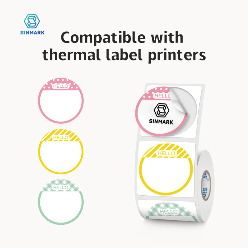 

Circle Thermal Sticker Labels Self-Adhesive Round Direct Thermal Multi-Purpose Roll Gift Tag DIY Envelope Sealing Stickers