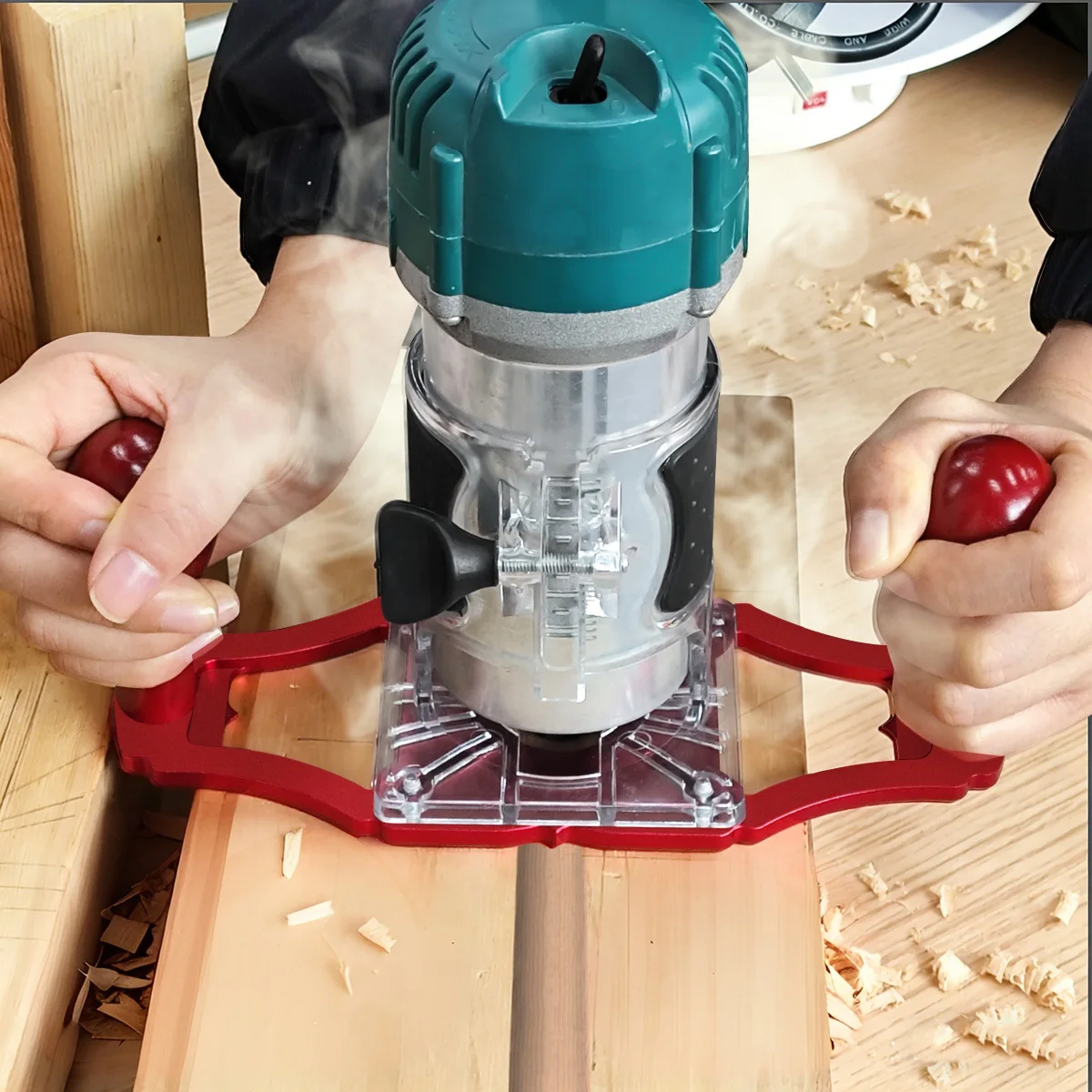 Router Base with Handles & Centerline Pointer, Flip‑Type Woodworking Trimmer Milling Base for Grooving Engraving Carpentry