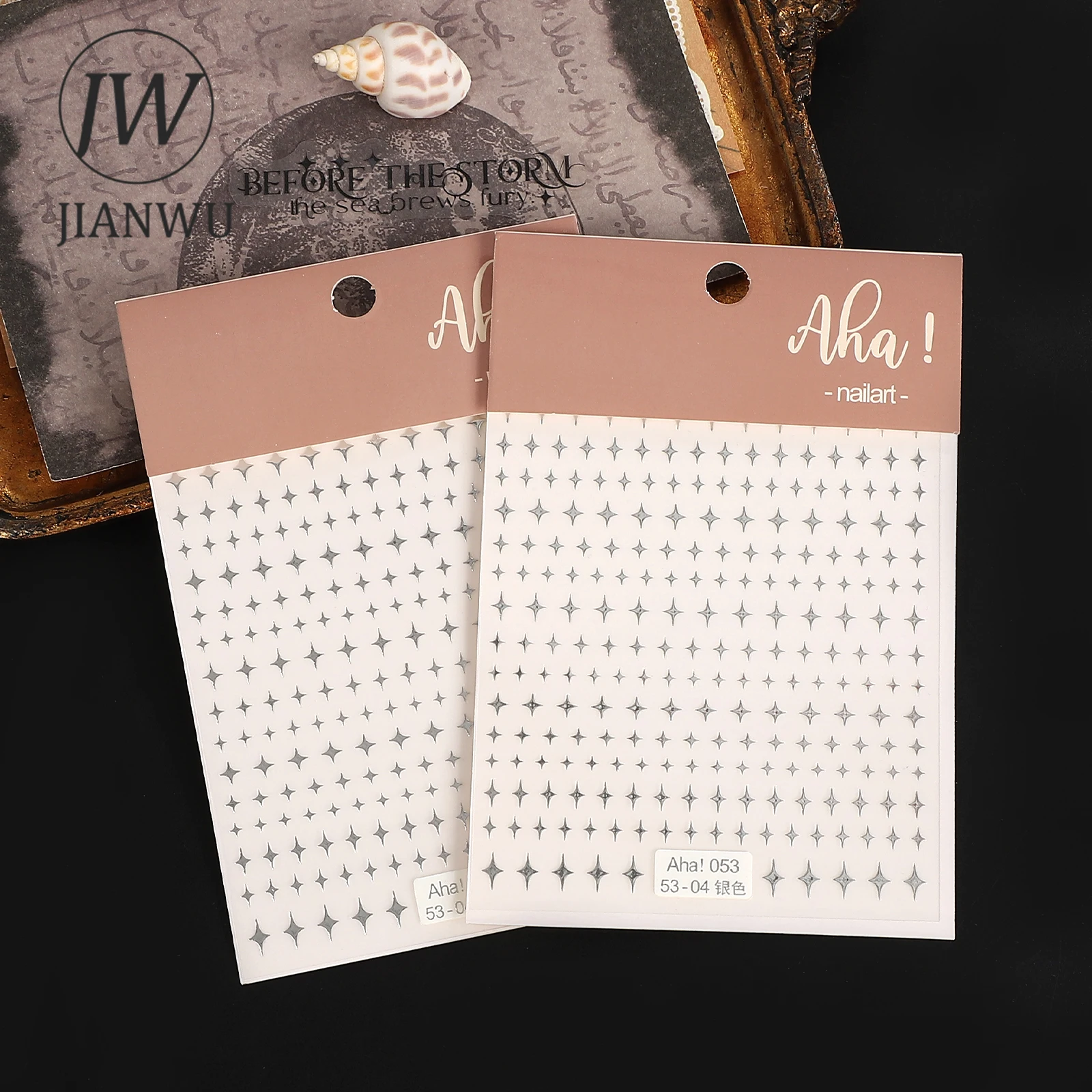 JIANWU 2 Pcs/set Vintage Silver Star Landscape Material Collage Scrapbooking PET Sticker Creative DIY Journal Stationery