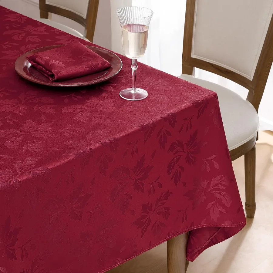 

Jacquard Rec Tablecloth Elegant Waterproof Damask Floral Pattern Table Cloths Heavy Weight Decorative Table Covers for Dinner P