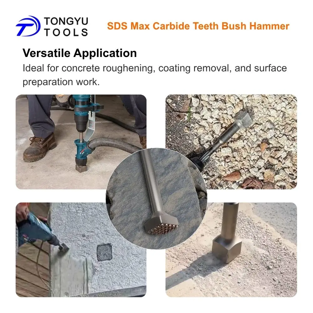 SDS Max Bush Hammer Bushing Tool Carbide Teeth 40mm 25mm Concrete Surface Roughening Coating Removal Rotary Hammer Bit
