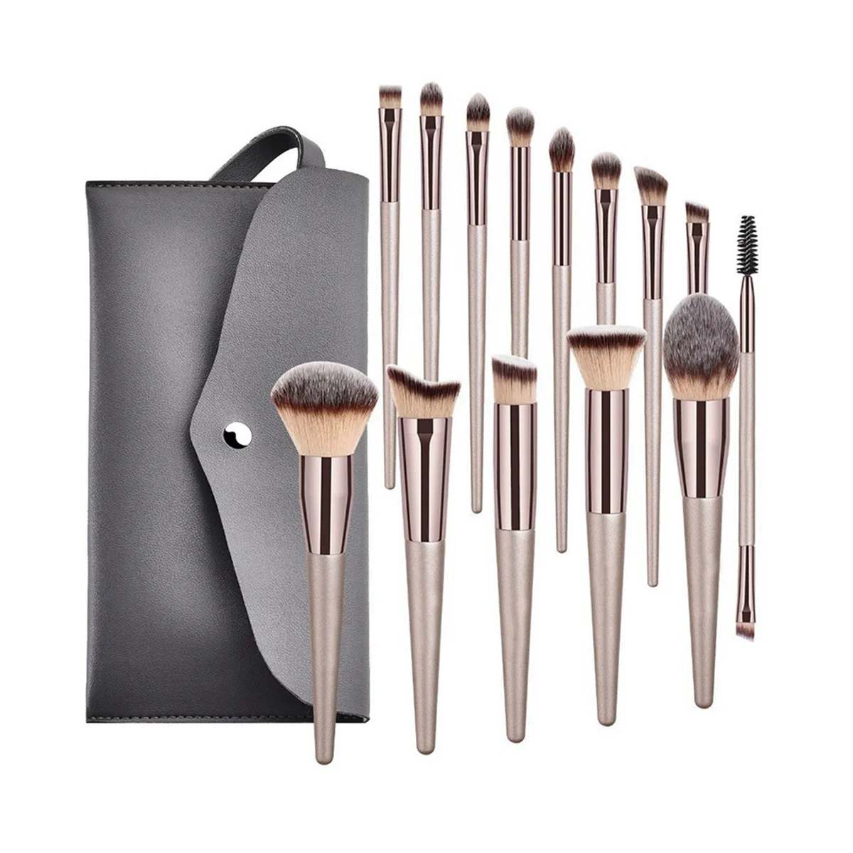 

14 Pcs High Quality Soft Hair Wooden Handle Loose Powder Blush Foundation Contouring Eye Brush Complete Makeup Tool Set