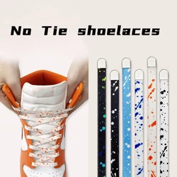 Splash Ink Trend No Tie Flat Hiking Running Shoe Lace Elastic Shoelaces Outdoor Sneakers Quick Flat Shoelace Kid Adult Lazy Lace