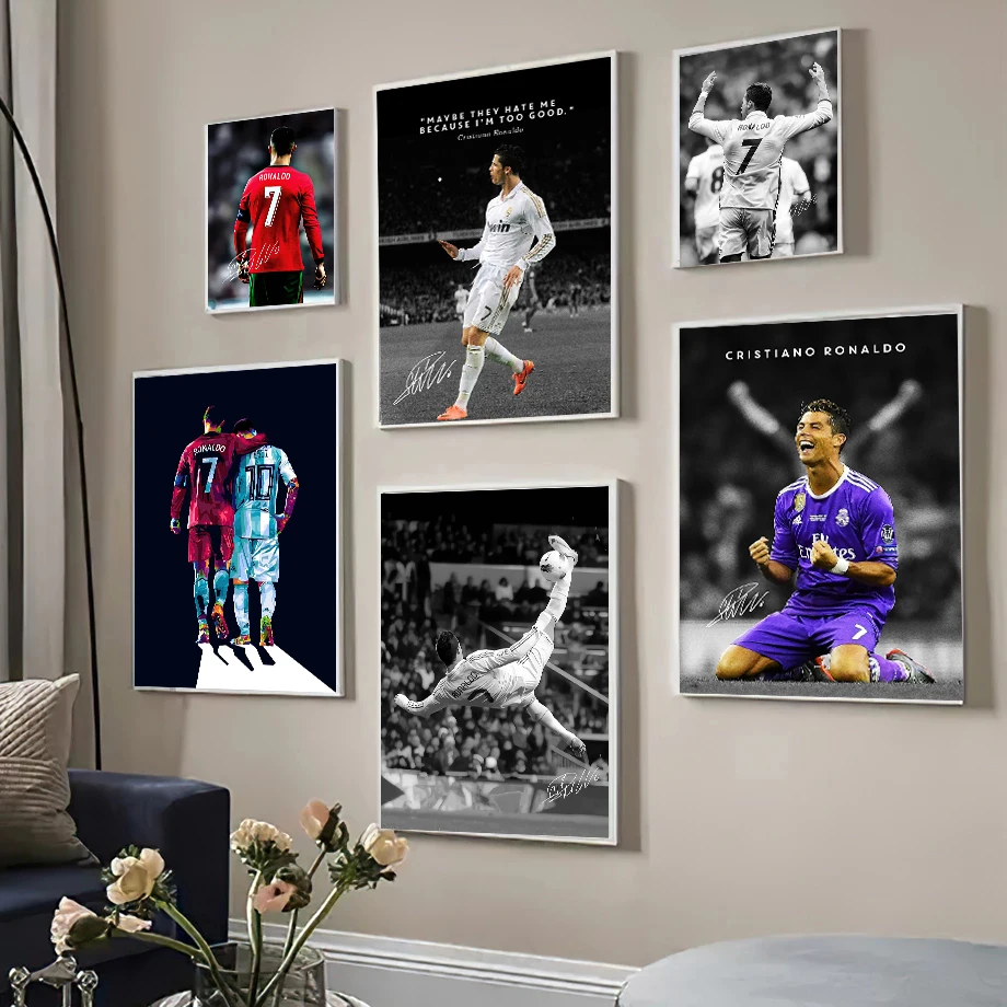 World Famous Football Player Soccer Star R-Ronaldos Sport Poster Canvas Painting Nordic Wall Art Pictures Home Boy Room Decor