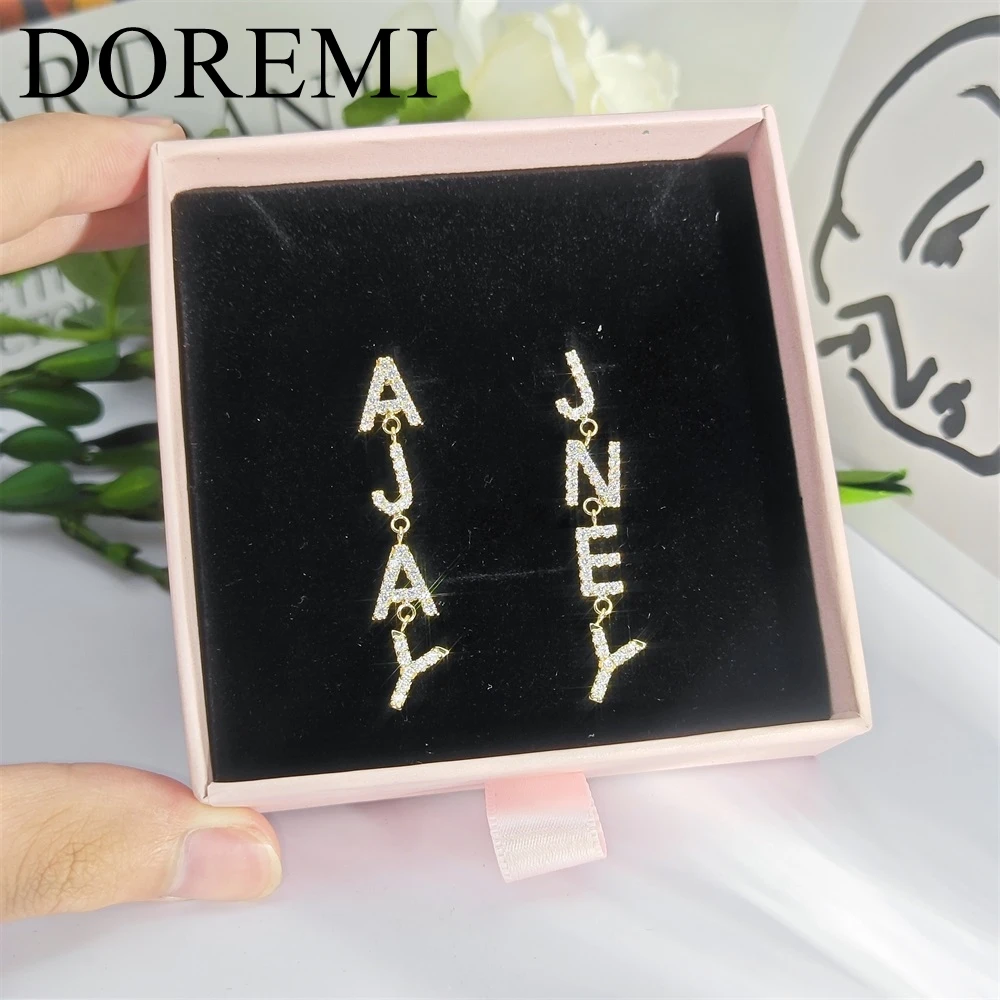 

DOREMI Custom Diamond Name Drop Earring Stud 6mm/8mm/9mm Name Personalized Earring Jewelry Jewelry Manufacturer Custom Jewelry