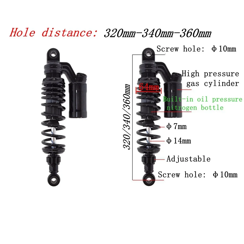 Ammortizzatore di smorzamento posteriore per moto da 320 a 360mm per Honda Yamaha Nmax Xmax Aerox Pcx125 150 Dirt Bike Gokart Quad ATV