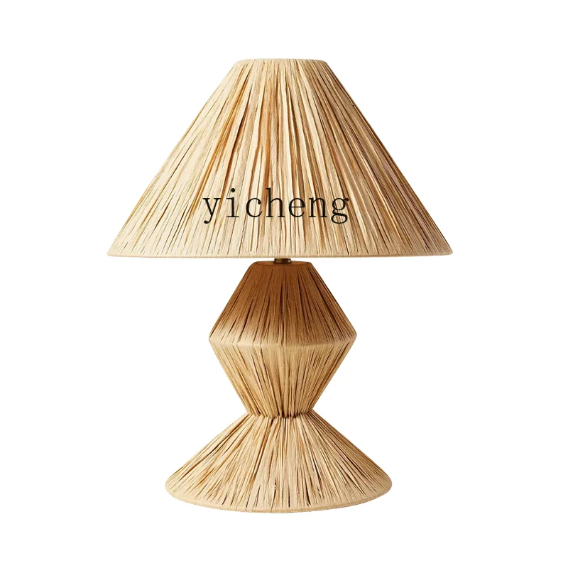 XC Floor Lamp Japanese Style Bed & Breakfast Living Room Bedroom Hand-Woven Study Retro Bedroom Bedside Artistic Table Lamp