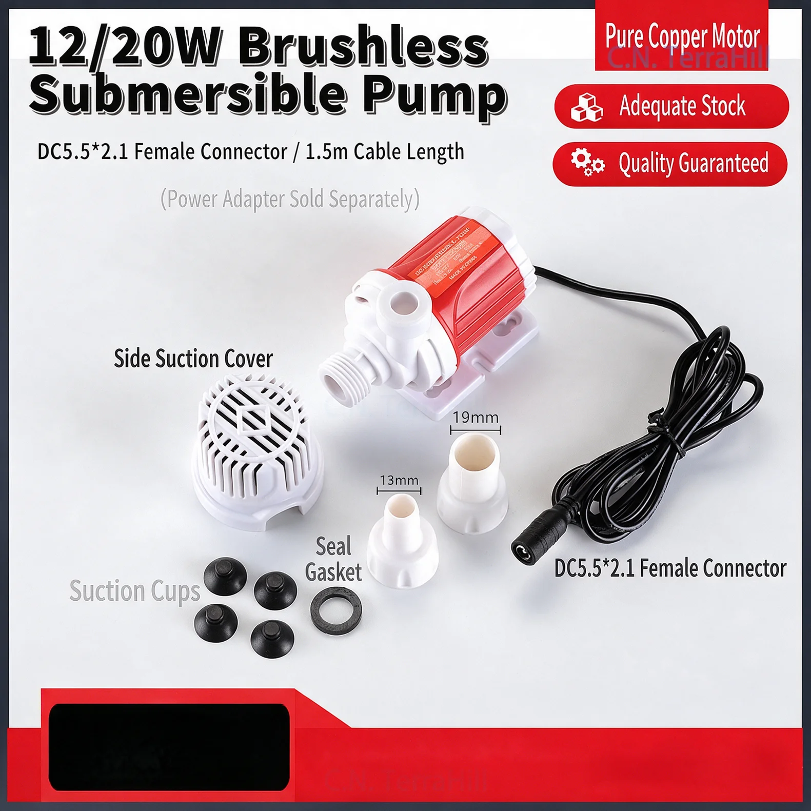 DC12V Brushless Submersible Water Pump Aquarium Waterfall Landscape Wave Maker Circulation Pump