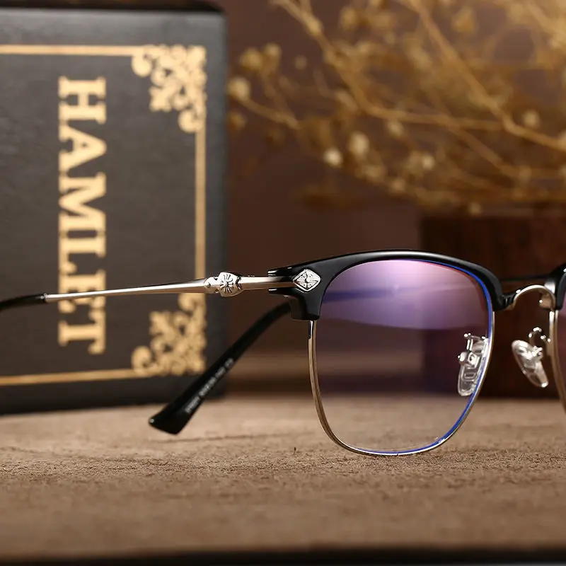 Shatar Neue Mode Metall Halbrahmen Lesebrille Männer Frauen Große Gesicht Verbreiterung Augenschutz Anti-Blau Licht Business high-End – Detail 1