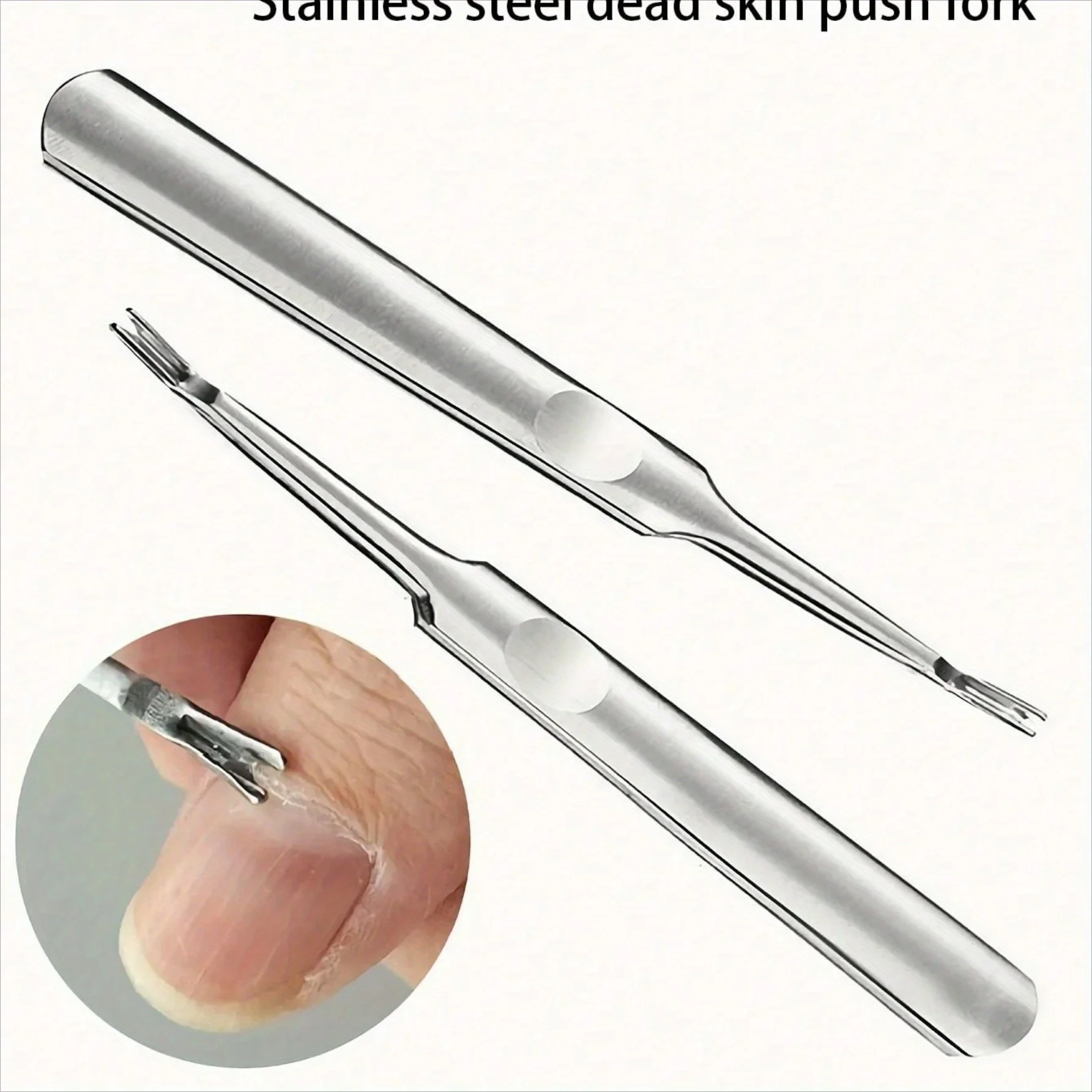 Professioneller Nagelhautentferner aus Silber-Edelstahl, Nagelhautschieber, Nagelkunstwerkzeuge, Maniküre- und Pediküre-Werkzeuge, Entferner für abgestorbene Haut