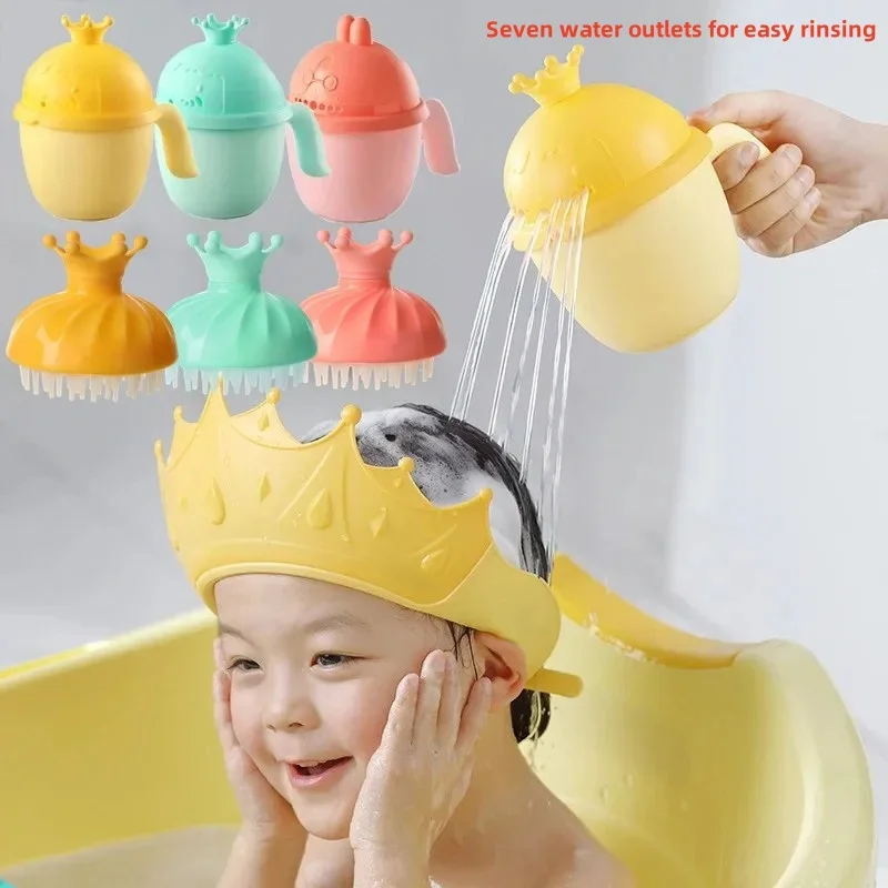 

Baby Shower Cap Shampoo Cup Crown Shower Type Shampoo Cup Children's Bath Water Spoon Baby Bath Shampoo Cup BathingTools