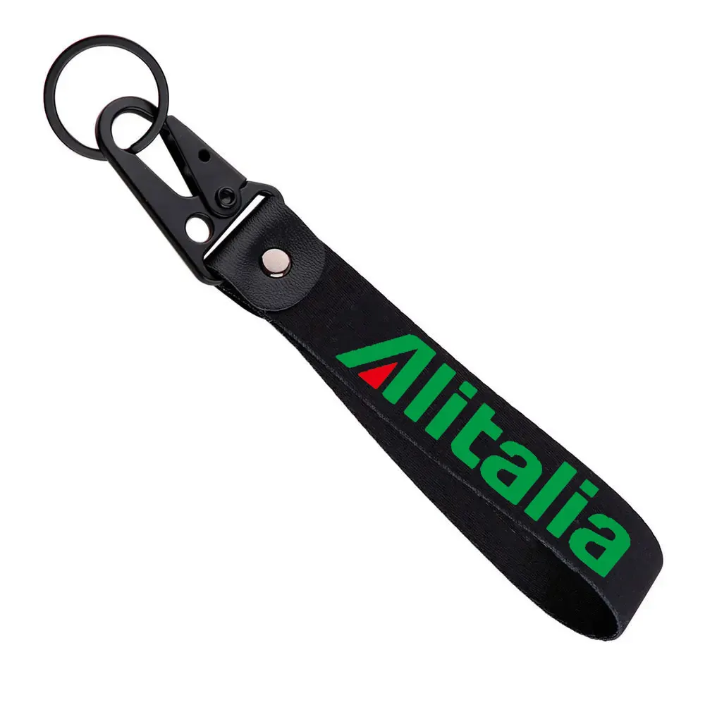 For Alitalia Metal KeyRing Hook Nylon Strap Tow Sides Thermoprint Emblem KeyChain Lanyards Strap Wrist strap Accessorie