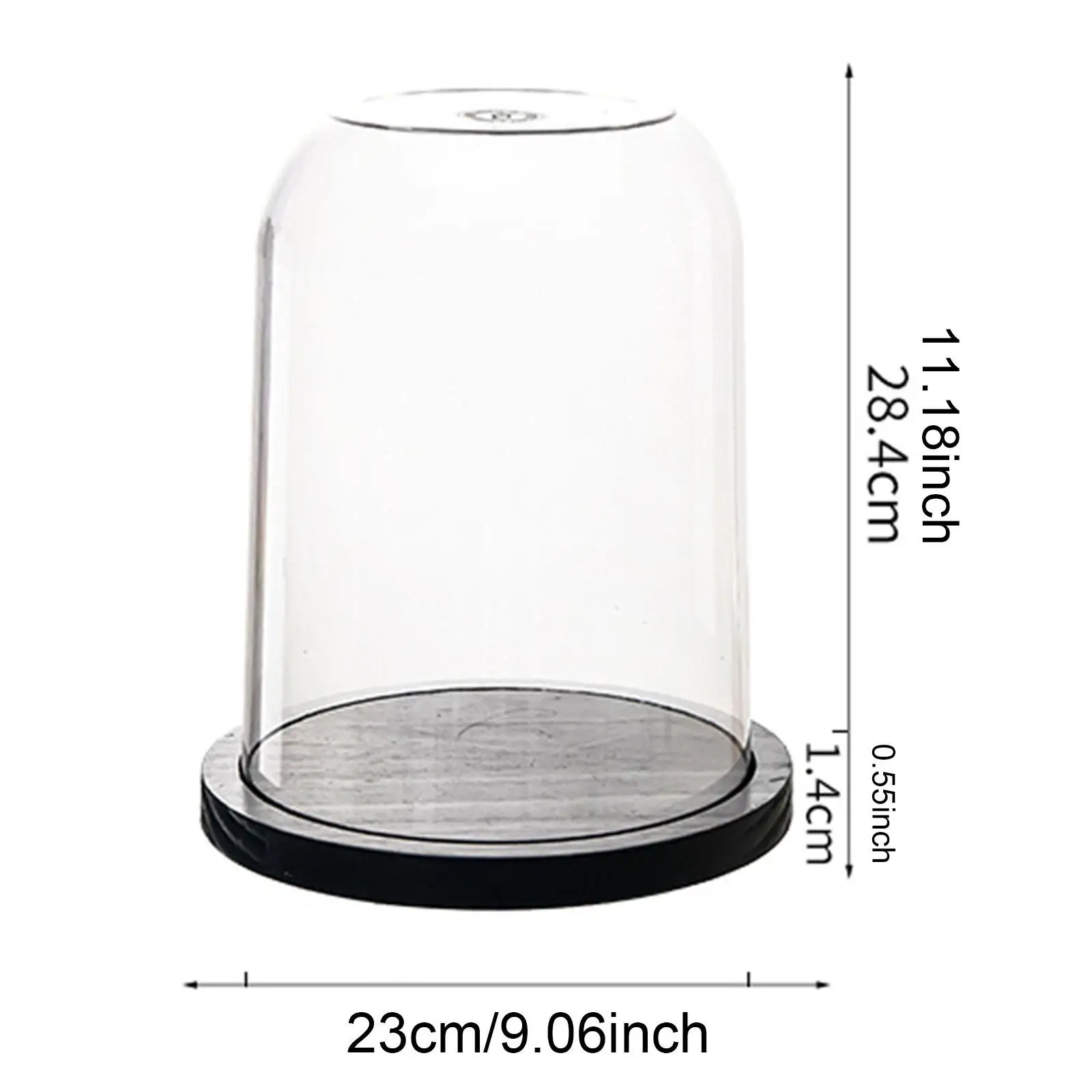 Clear Dome Cloche with Wooden Base Decorative Display Jar for Home Ornaments and Interior Decoration Room