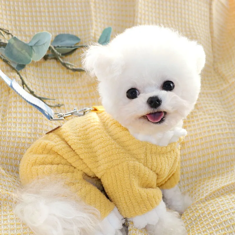 

Puppy Clothes Pet Winter Onesie Clothes Teddy Warm Pullover Small Dog Yorkshire Four Legs Fleece Jacket Towable