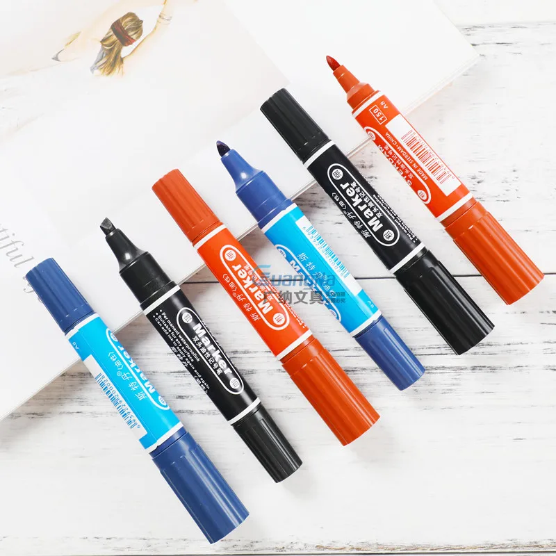 3 Pcs/lot Permanent Double Headed Marker Pens Waterproof Twin Tip Pen Quick-Drying DIY Painting Liner Pen Oil Pens Stationery