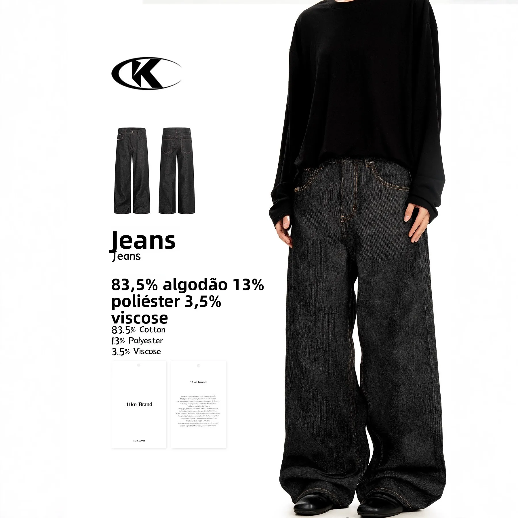 Jeans Americanos de Perna Reta Originais para Homens e Mulheres, Simples, Retro, Não Desbotam, Calças Casuais Soltas, Jeans d...