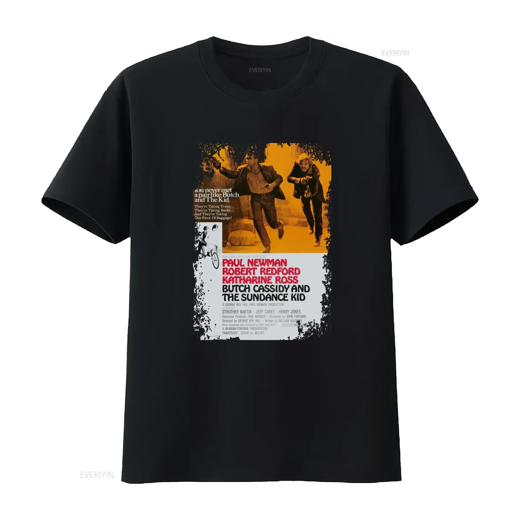 Butch Cassidy The Sundance Kid Western Movie Poster T Shirt Retro Film Design  vintage Washed graphic Versatile Stretched