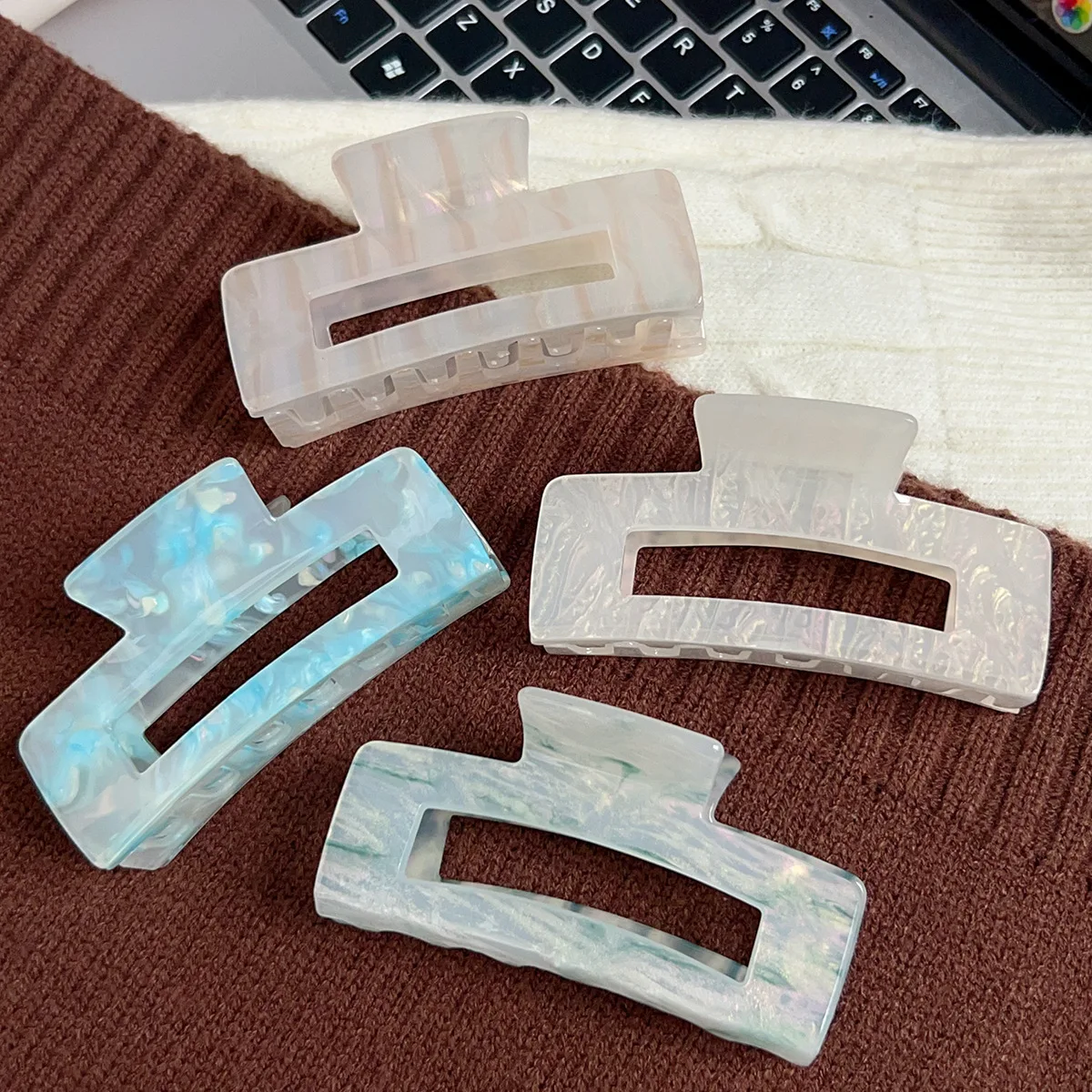 10CM Large Size Print Hair Claw Clips For Women Geometric Shark Clip Versatile Minimalist Hair Clip Girls Hair Accessories