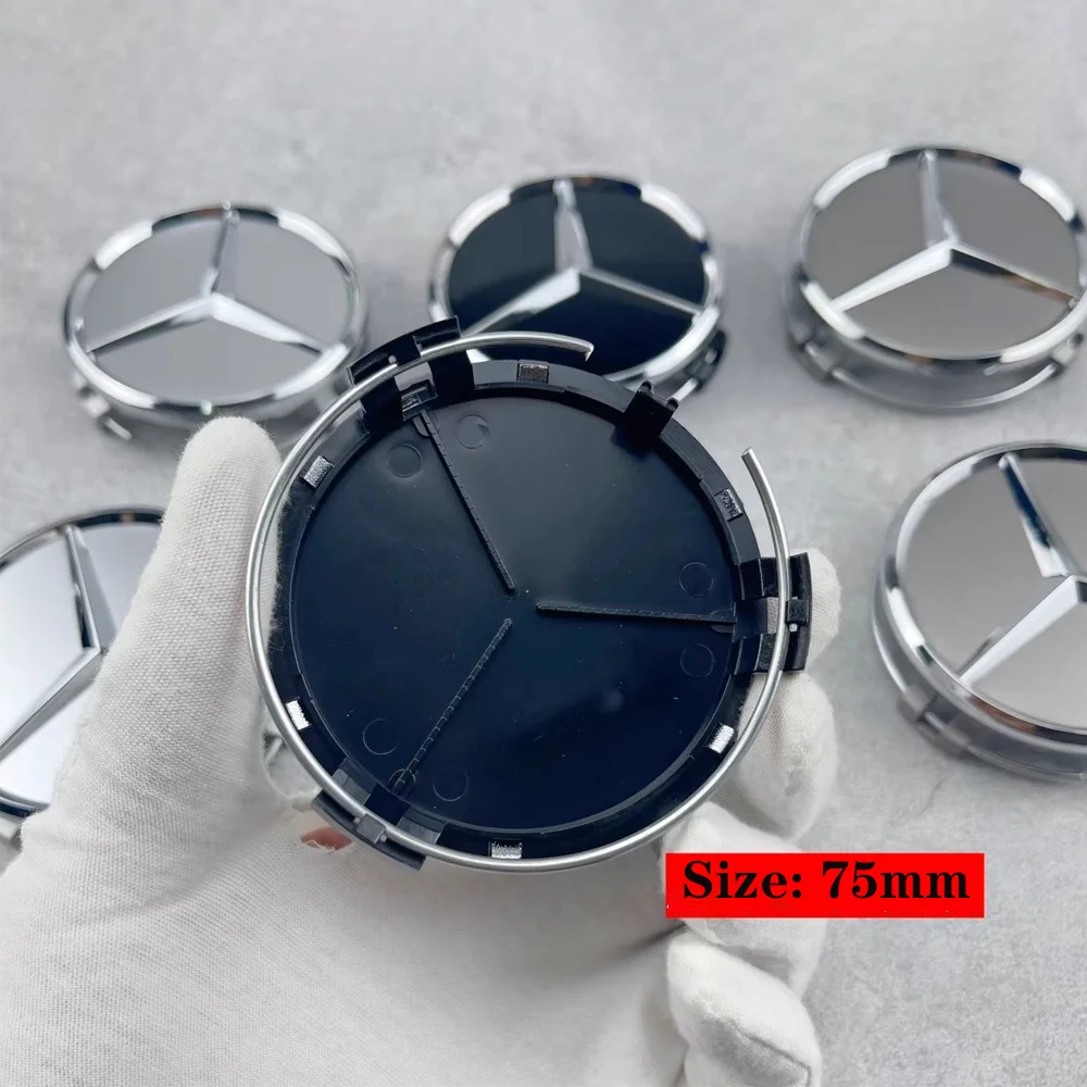 for Mercedes Benz AMG E C GLC Class E200 E400 E63 W213 S550 S560 C260 A200 4pcs 75mm Wheel Center Caps Badge Logo Car Hub Cover