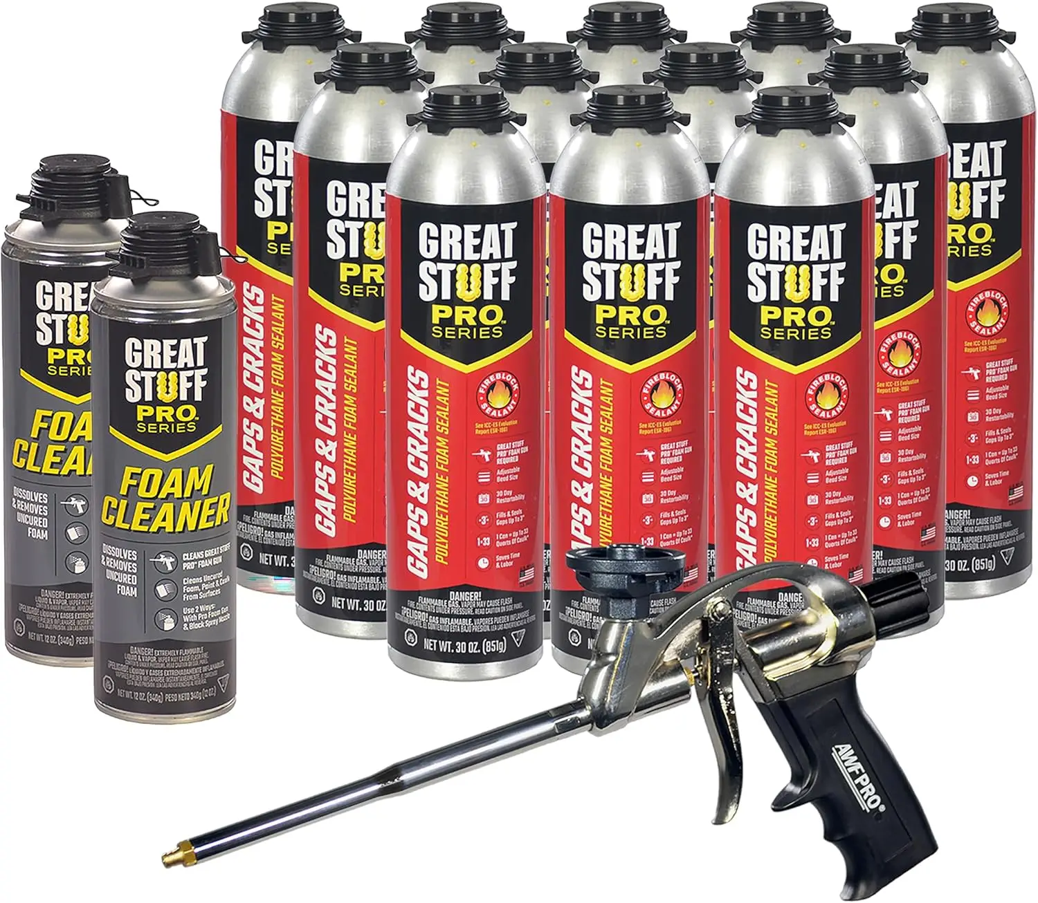 at Stuff Pro Gaps And Cracks - 30Oz Fireblock Foam Insulation Sealant, Pack Of 12. Closed Cell, Polyurethane Expanding Spray