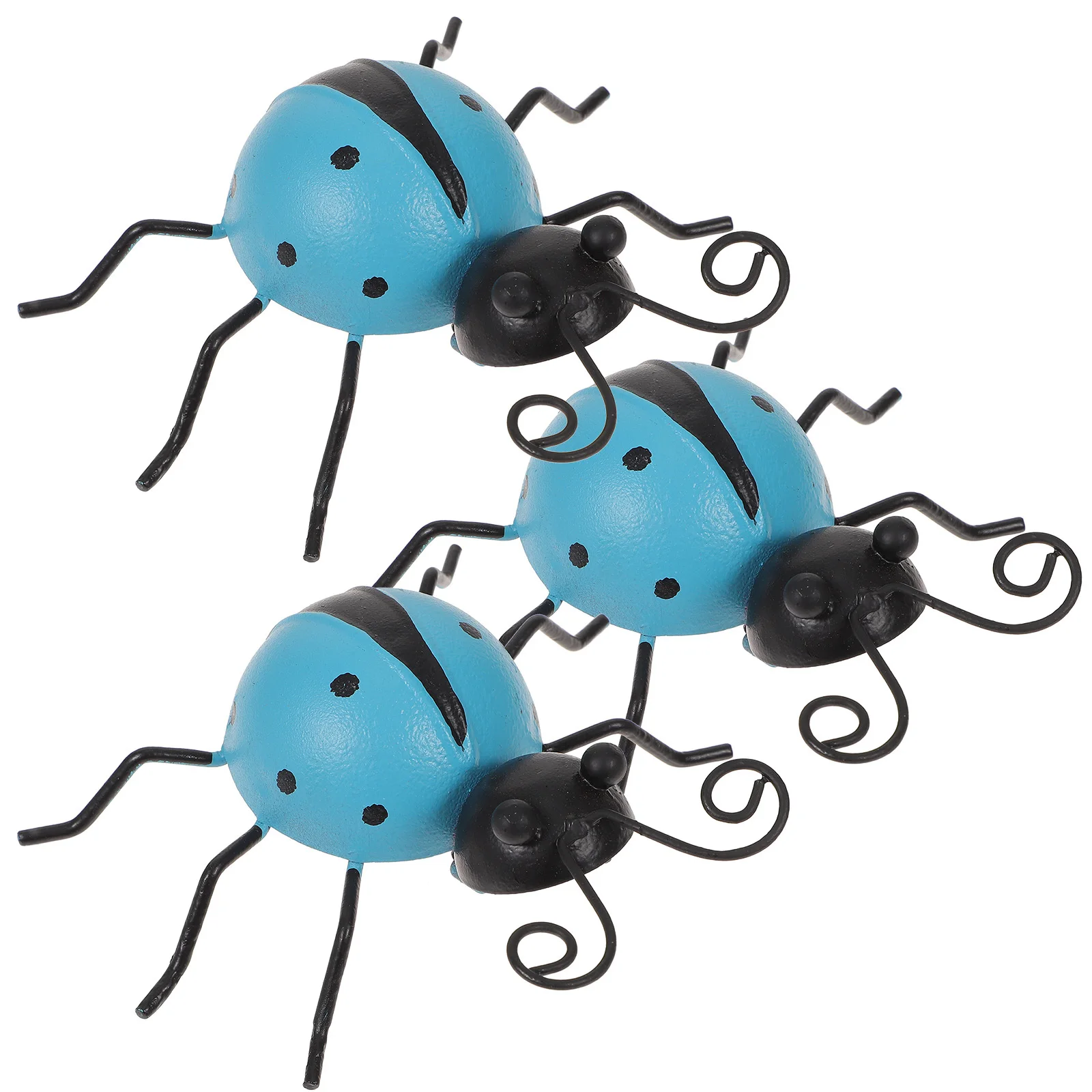 Adornos de mariquita de simulación, estatuas decorativas de hierro para jardín, estanque, piscina, patio trasero, decoración del hogar al aire libre, 3 uds.