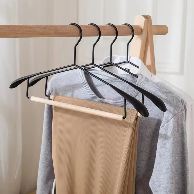 Wooden Metal Hanger for Clothes Wide Shoulder Coat Iron Hangers Wardrobe Closet Clothing Storage Rack Display