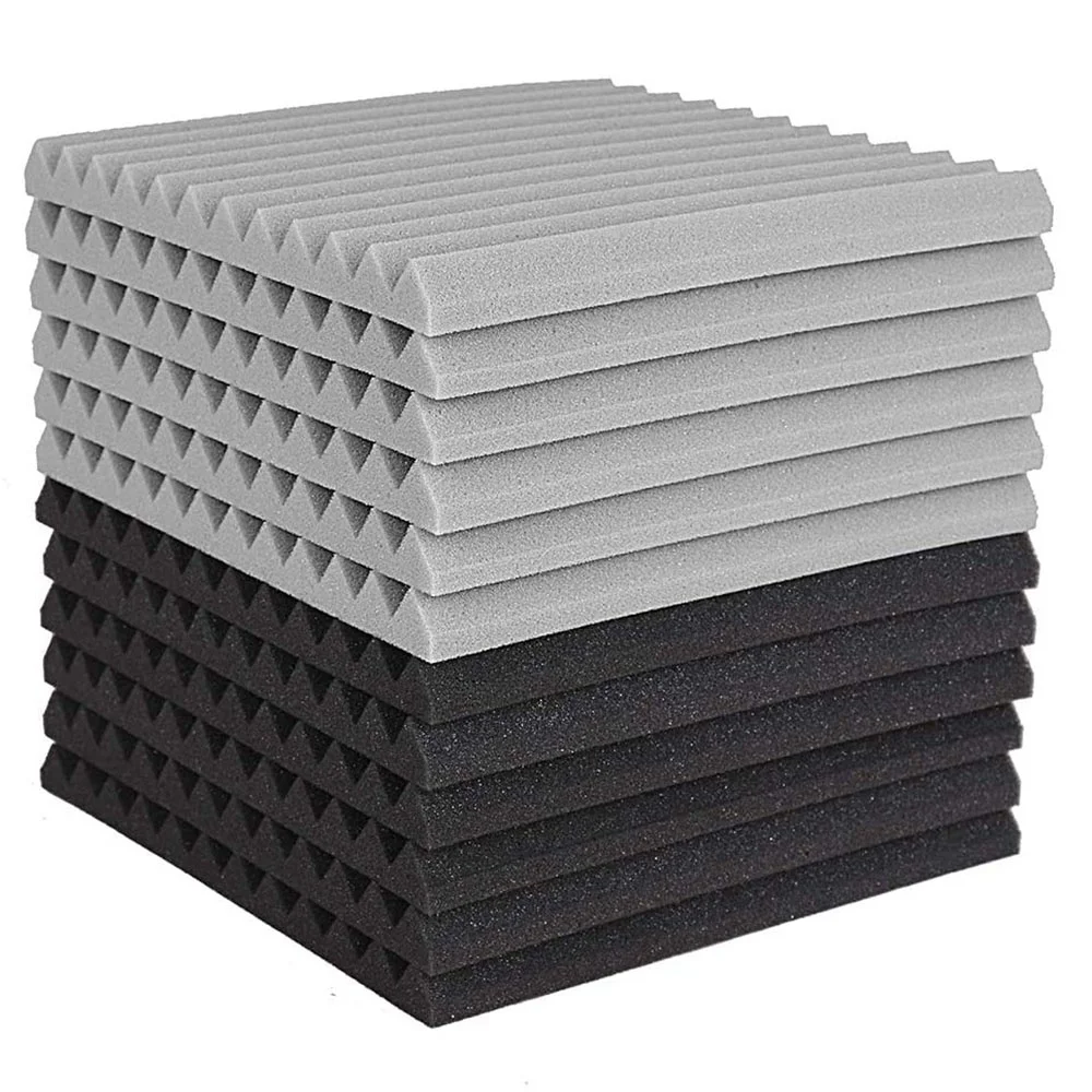 12 Pcs Acoustic Foam Board,Studio Wedge Tile,Acoustic Foam Soundproof Pyramid Studio Treatment Wall Panel