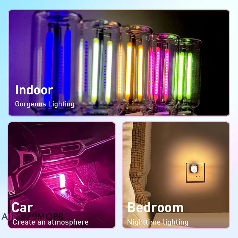 【S】أضواء السيارة الداخلية USB، 2025 مصابيح المزاج الداخلي المستوحاة من الرجعية الجديدة، مصابيح سيارة ريترو USB محمولة لغرفة النوم #4