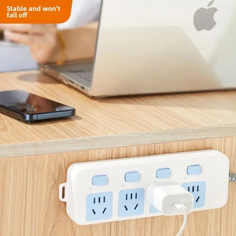 Home Cable Plug Holder Rack, 1-5pc Self-adhesive Power Strip Organizer Fixer Wire Socket Power Strip Hanging Sliding Rail Plasti