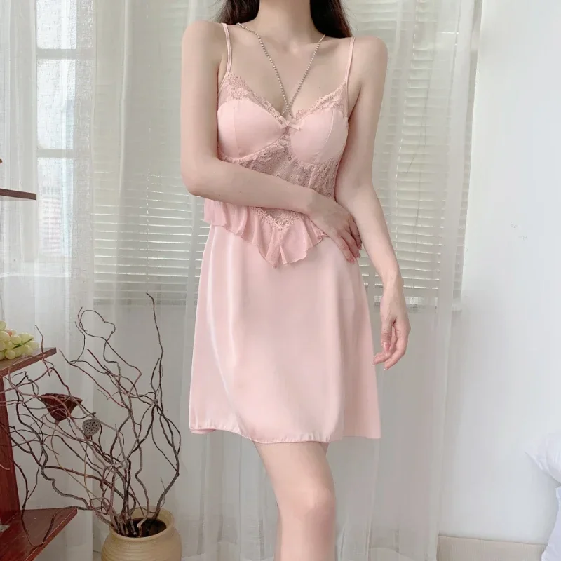 Nightgown Summer Women's New Thin Suspenders Bustier Home Soft Simple Cool Thin Loose Fit Casual Temperament Breathable Sexy