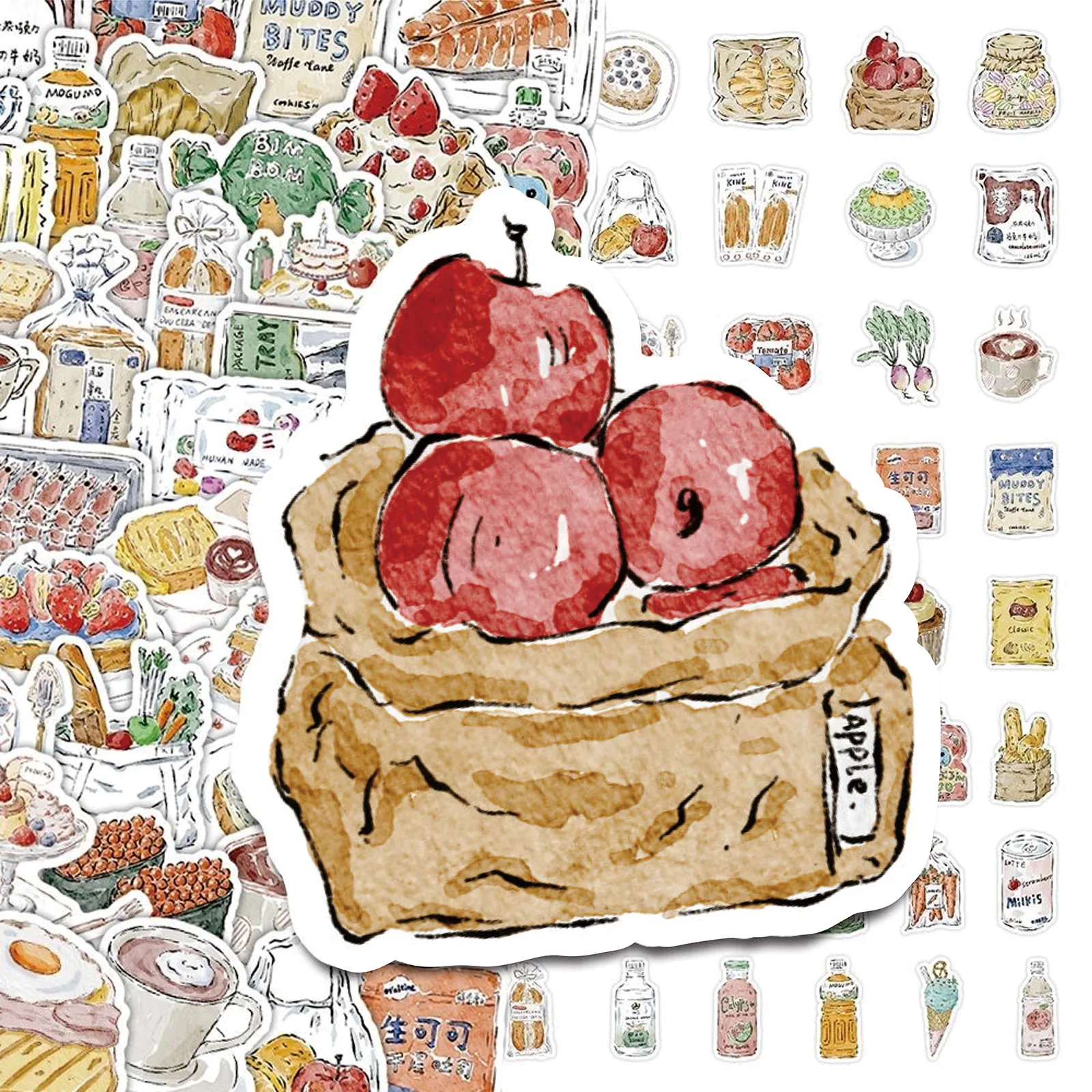 102 Pcs Japanese Hand-Drawn Dessert Stickers Set Sweet Treats Food Art Graffiti for DIY Notebook Wall Decorations