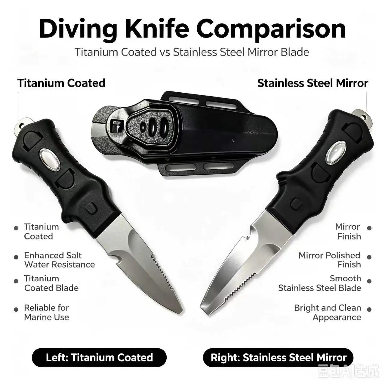 Dive Knife for Rescue, Stainless Steel Diving Tool with Line Cutter for Underwater & Survival view 4
