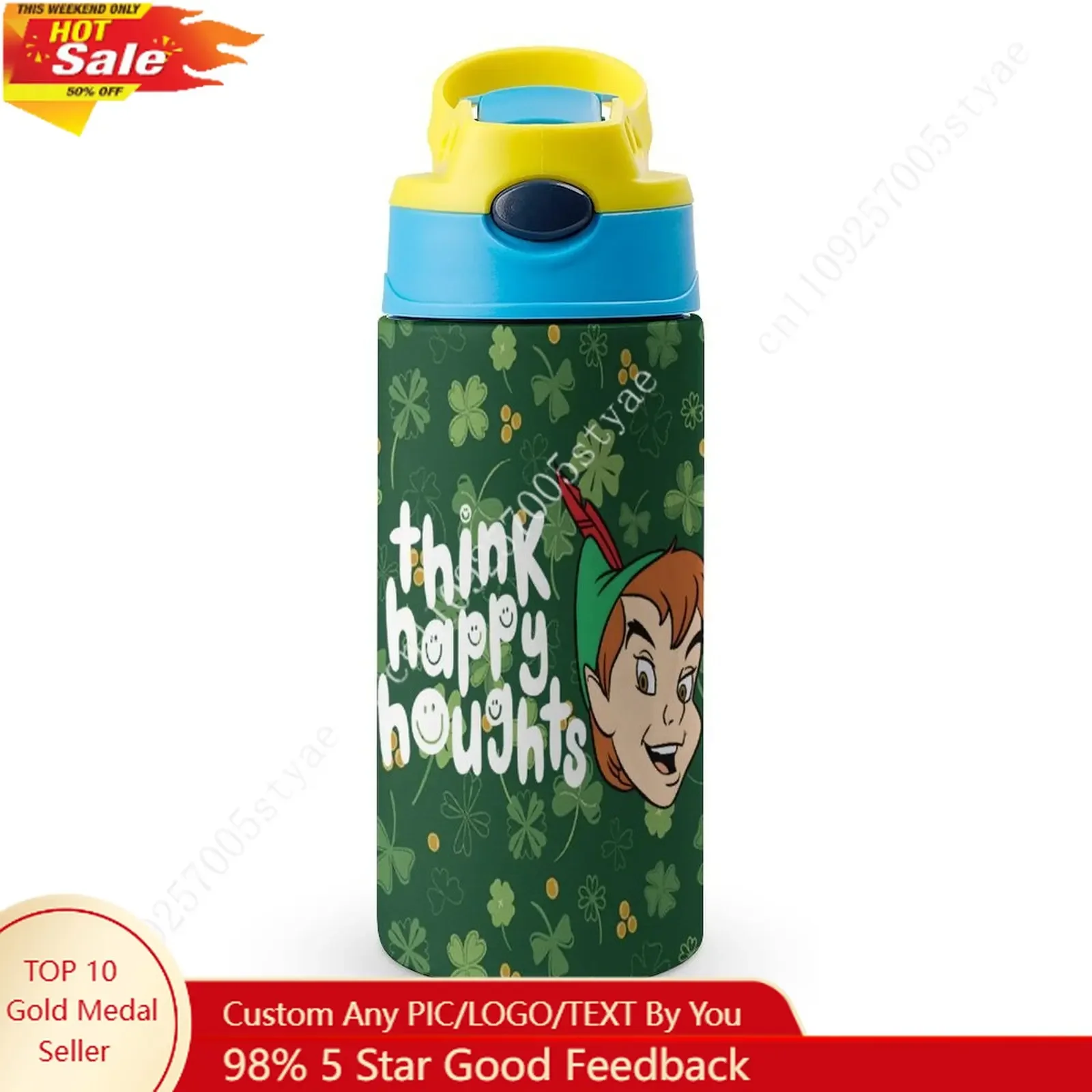 

Peter Pan Insulated Bottle Disney Cartoon Custom Your Photo Logo Text DIY Design Birthday Holiday Gift Thermos Bottle