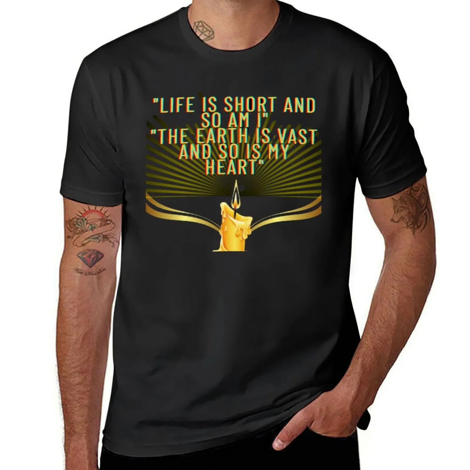 

Life is short and so am I. The earth is vast and so is my heart. T-Shirt customs design your own man clothes Men's t shirts