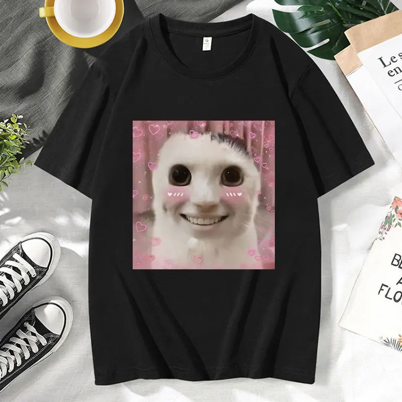 Goofy Ahh Cat Tshirt Men Women's Huh Cat Meme Funny Graphic T Shirts Fashion Harajuku Oversized Short Sleeves T-shirt Unisex Top