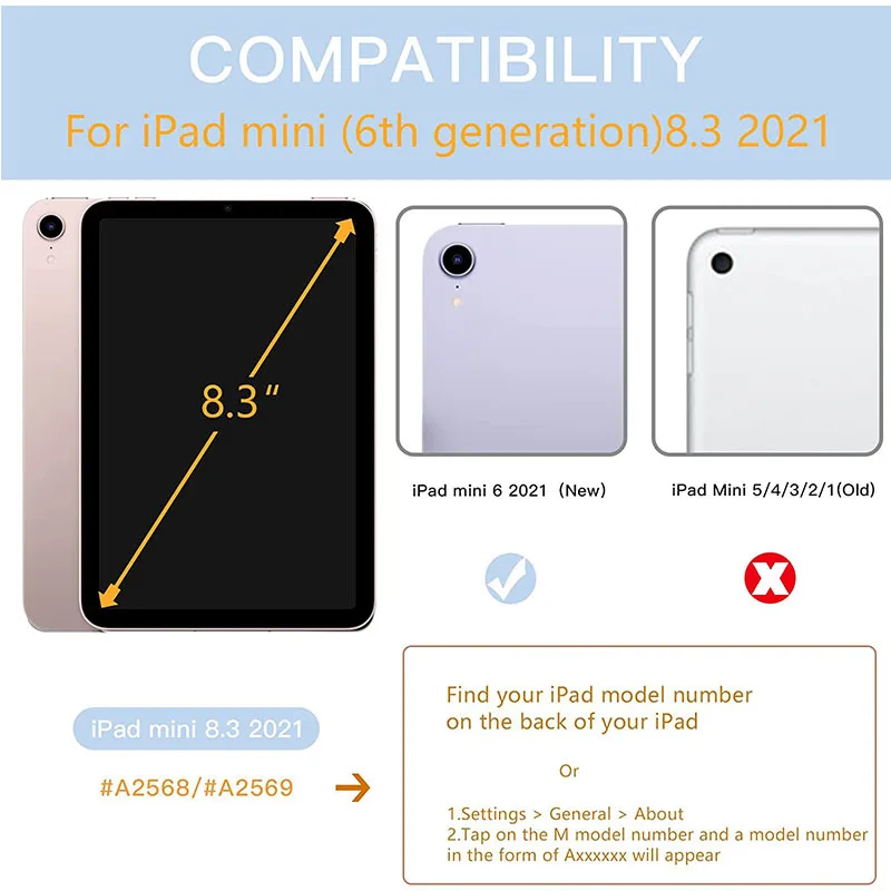 Magnet Cover For 2021 ipad mini6 8.3-inch tablet Case Model number:A2567/A2568/A2569 Back Clear Acrylic Shell With Pencil Holder