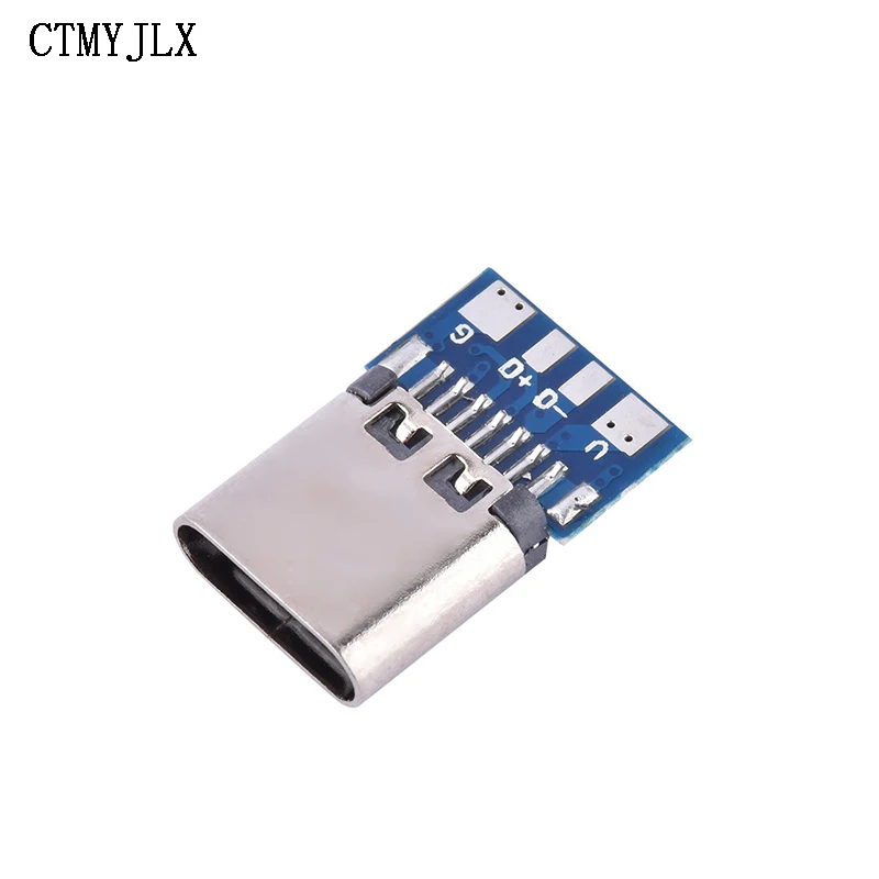 Conector USB 3,1 tipo C, conector hembra de 14 pines, orificios pasantes, PCB 180, escudo Vertical, USB-C, Kit electrónico DIY