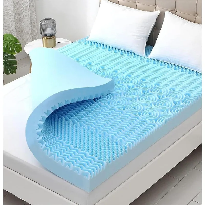 3 Inch Memory Foam Mattress Topper Full, 7 Zone Egg Crate Mattress Topper Queen for Back Pain, Cooling Gel Infused Mattress