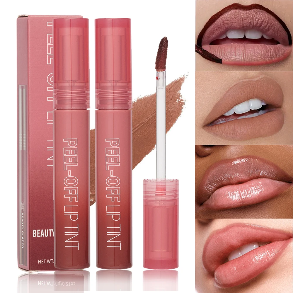Pintalabios líquido despegable de 6 colores, resistente al agua, de larga duración, increíble brillo de labios, maquillaje Sexy para mujer, máscara de labios cosmética