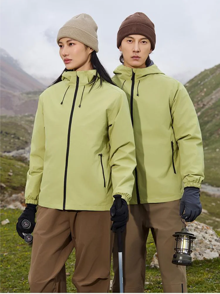 Conception personnalisée Support personnalisé bricolage Logo léger loisirs chaleur alpinisme vestes col debout à capuche combinaison d'assaut